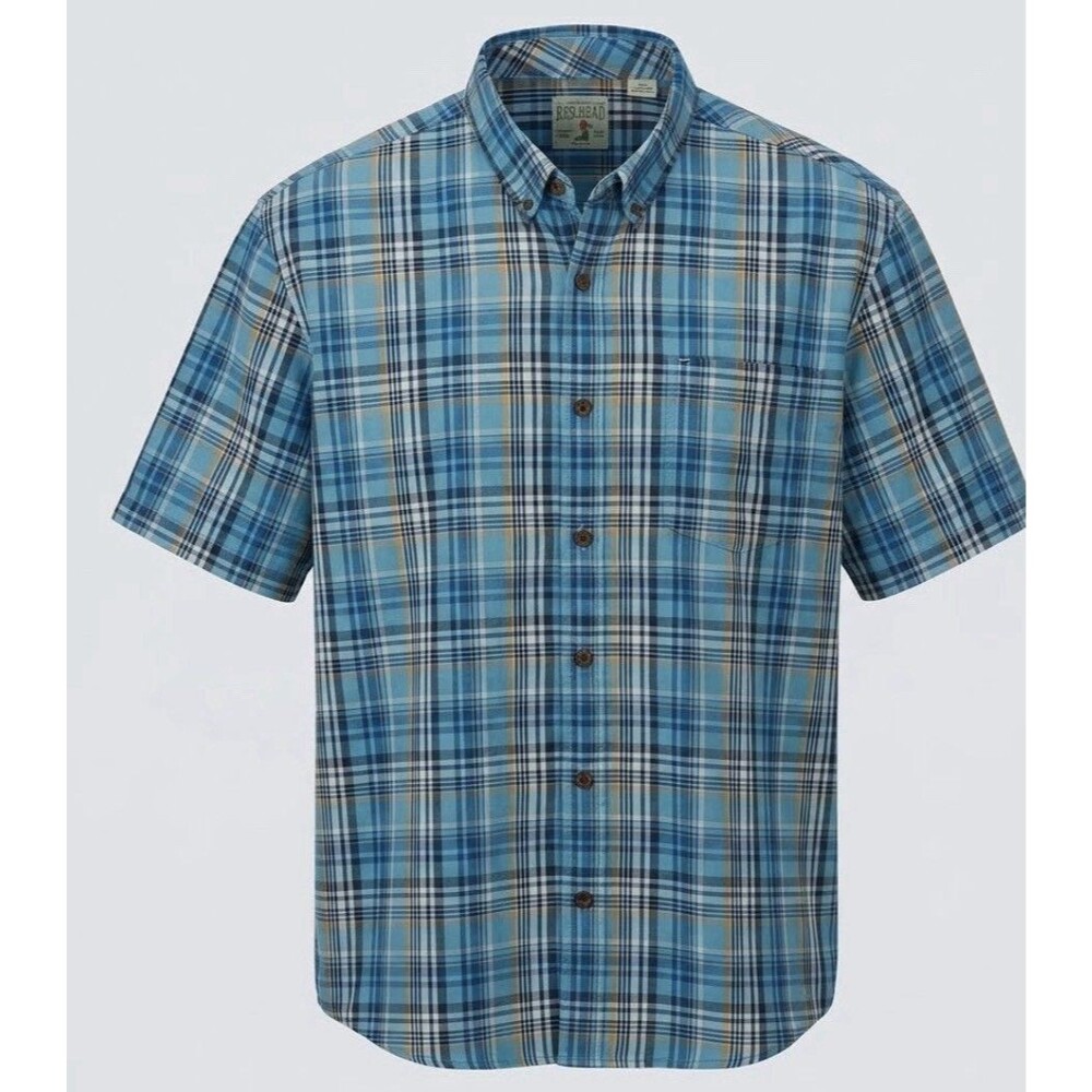 RedHead Plaid Shirt Mens 2XL Short Sleeve Button Up Hiking Fishing